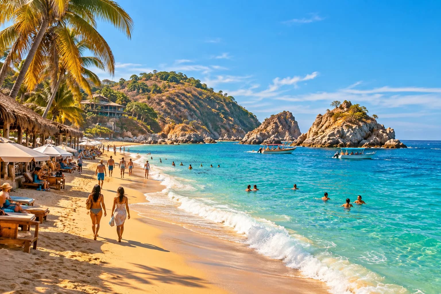 Playas de Oaxaca con viajeros